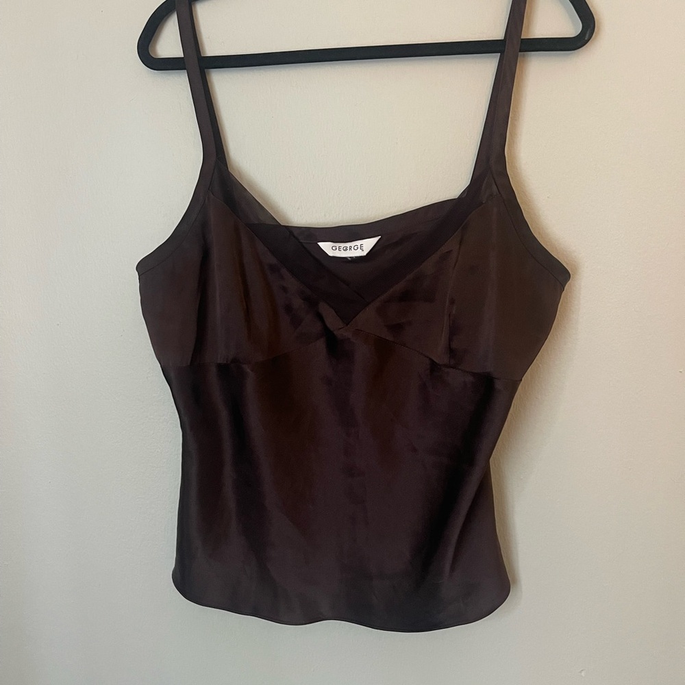 Brown Satin Camisole Top